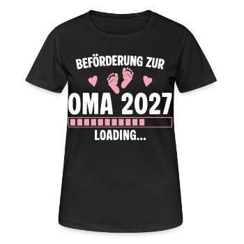 Beförderung zur Oma 2027 - Loading Nachwuchs - Frauen T-Shirt atmungsaktiv - Schwarz - Vorne - AI Model Female 172 light (172cm)