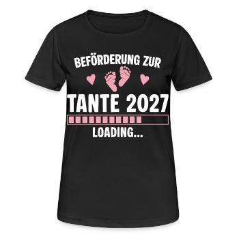 Beförderung zur Tante 2027 – Loading Baby - Frauen T-Shirt atmungsaktiv - Schwarz - Vorne - AI Model Female 172 light (172cm)