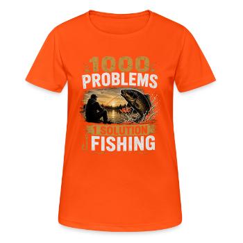 1000 Probleme 1 Lösung Karpfenfischerei-Design - Frauen T-Shirt atmungsaktiv - Neonorange - Vorne - AI Model Female 172 dark (172cm)