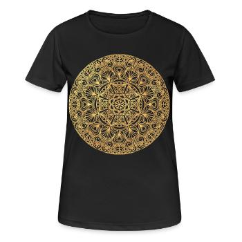 Jugendstil  Mandala - gold - Frauen T-Shirt atmungsaktiv - Schwarz - Vorne - AI Model Female 172 light (172cm)