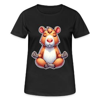 Capybara Yoga Meditieren - Frauen T-Shirt atmungsaktiv - Schwarz - Vorne - AI Model Female 172 light (172cm)