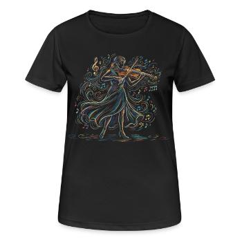 Violoniste jouant du violon Art de dessin - T-shirt respirant Femme - noir - Devant - AI Model Female 172 light (172cm)