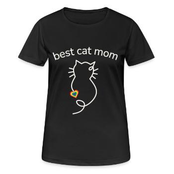 Best Cat Mom Rainbow Colors Heart Minimalist - Women's Breathable T-Shirt - black - Front - AI Model Female 172 light (172cm)