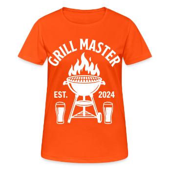 GRILL MASTER EST 2024 Grillmeister - T-shirt respirant Femme - orange néon - Devant - AI Model Female 172 dark (172cm)