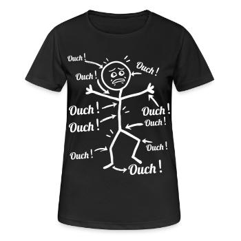 Humor, Sport & Gesundheit – Stickman, autsch, mal partout. - Frauen T-Shirt atmungsaktiv - Schwarz - Vorne - AI Model Female 172 light (172cm)