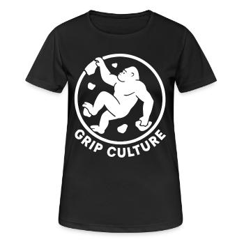 Grip Culture Gorilla : logo minimaliste de Boulder - T-shirt respirant Femme - noir - Devant - AI Model Female 172 light (172cm)