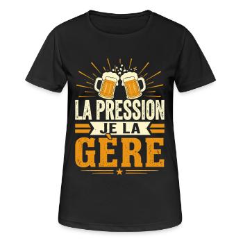 La pression je la gère - T-shirt respirant Femme - noir - Devant - AI Model Female 172 light (172cm)