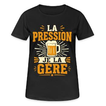 La pression je la gère - T-shirt respirant Femme - noir - Devant - AI Model Female 172 light (172cm)