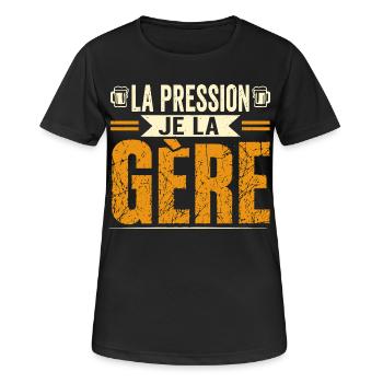 La pression je la gère - T-shirt respirant Femme - noir - Devant - AI Model Female 172 light (172cm)