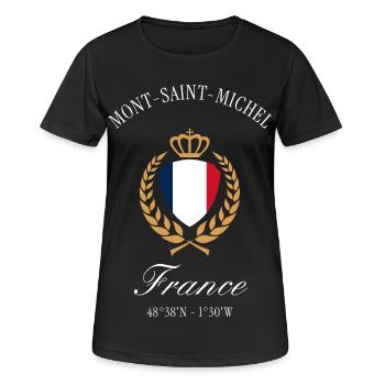Mont-Saint-Michel Frankreich Wappen Reise Souvenir - Frauen T-Shirt atmungsaktiv - Schwarz - Vorne - AI Model Female 172 light (172cm)
