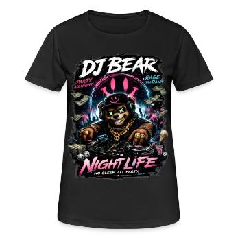 DJ Bear Nachtleben Orso Neon - Frauen T-Shirt atmungsaktiv - Schwarz - Vorne - AI Model Female 172 light (172cm)
