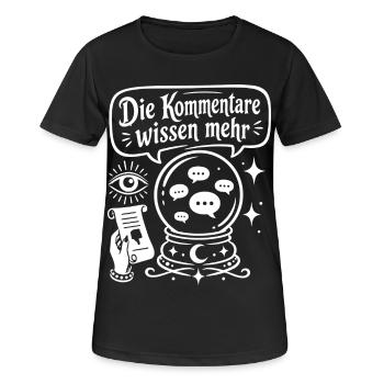 Die Kommentare wissen mehr - Frauen T-Shirt atmungsaktiv - Schwarz - Vorne - AI Model Female 172 light (172cm)