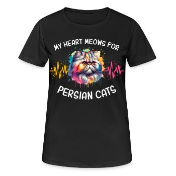 Perserkatze Herzlinie - Frauen T-Shirt atmungsaktiv - Schwarz - Vorne - AI Model Female 172 light (172cm)