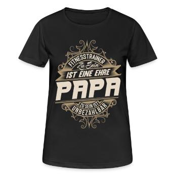 Fitnesstrainer Papa - Frauen T-Shirt atmungsaktiv - Schwarz - Vorne - AI Model Female 172 light (172cm)