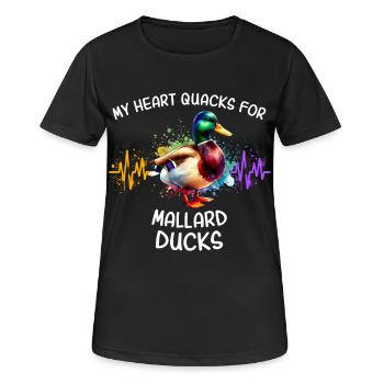 Stockente Herzlinie - Frauen T-Shirt atmungsaktiv - Schwarz - Vorne - AI Model Female 172 light (172cm)