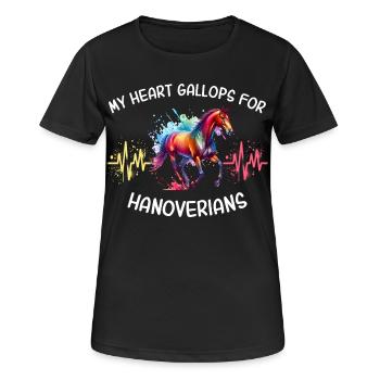 Cheval de la Ligne Heart de Hanovre - T-shirt respirant Femme - noir - Devant - AI Model Female 172 light (172cm)