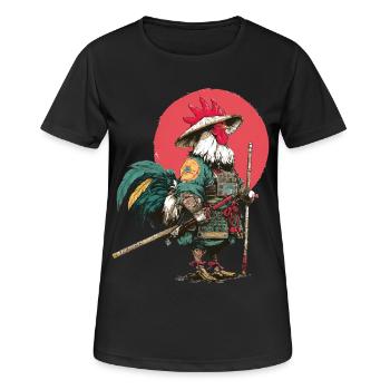 Samouraï Coq en armure - T-shirt respirant Femme - noir - Devant - AI Model Female 172 light (172cm)
