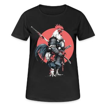 Samouraï Coq en armure - T-shirt respirant Femme - noir - Devant - AI Model Female 172 light (172cm)