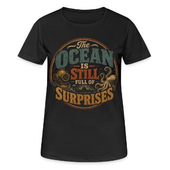 Der Ozean steckt voller Geheimnisse - Frauen T-Shirt atmungsaktiv - Schwarz - Vorne - AI Model Female 172 light (172cm)