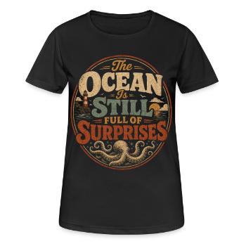 Der Ozean steckt voller Geheimnisse - Frauen T-Shirt atmungsaktiv - Schwarz - Vorne - AI Model Female 172 light (172cm)
