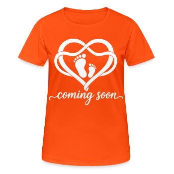 baby coming soon 2026 - Frauen T-Shirt atmungsaktiv - Neonorange - Vorne - AI Model Female 172 dark (172cm)