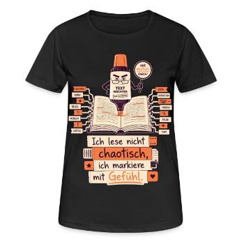 Ich Markiere Mit Gefühl - Frauen T-Shirt atmungsaktiv - Schwarz - Vorne - AI Model Female 172 light (172cm)