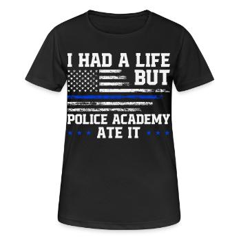 Polizeischule Überlebende Abschluss Polizeiakademie - Frauen T-Shirt atmungsaktiv - Schwarz - Vorne - AI Model Female 172 light (172cm)