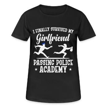Petite amie Police Police Police Police Diplomation - T-shirt respirant Femme - noir - Devant - AI Model Female 172 light (172cm)