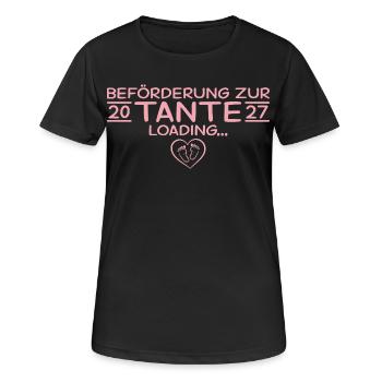 Befördert zur Tante 2027 – Babyparty Geschenk - Frauen T-Shirt atmungsaktiv - Schwarz - Vorne - AI Model Female 172 light (172cm)