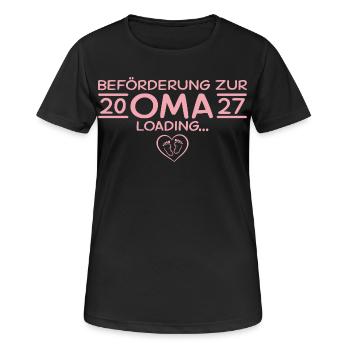 Befördert zur Oma 2027 – Babyparty Geschenk - Frauen T-Shirt atmungsaktiv - Schwarz - Vorne - AI Model Female 172 light (172cm)