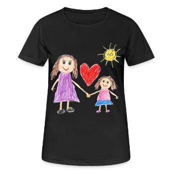 Mom and Daughter - Child's Heart Drawing - Women's Breathable T-Shirt - black - Front - AI Model Female 172 light (172cm)