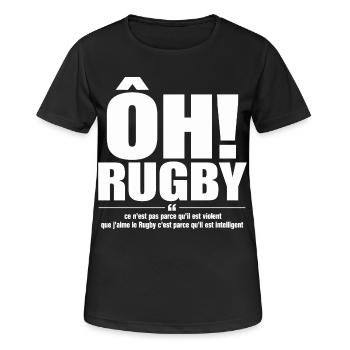 rugby intelligent - T-shirt respirant Femme - noir - Devant - AI Model Female 172 light (172cm)