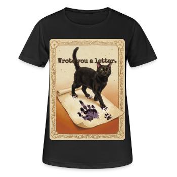 Ich habe dir einen Brief geschrieben, Katze - Frauen T-Shirt atmungsaktiv - Schwarz - Vorne - AI Model Female 172 light (172cm)