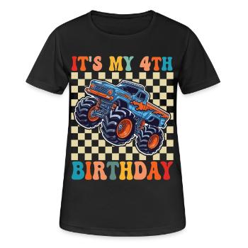 4ter Geburtstag Monstertruck - Frauen T-Shirt atmungsaktiv - Schwarz - Vorne - AI Model Female 172 light (172cm)