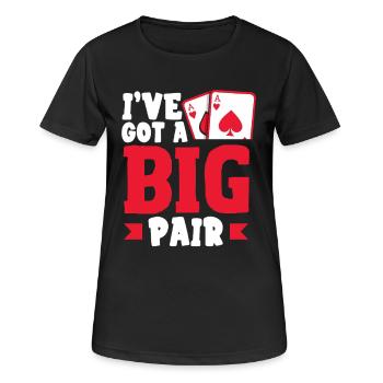 J’ai une grosse paire de Texas Holdem Poker - T-shirt respirant Femme - noir - Devant - AI Model Female 172 light (172cm)