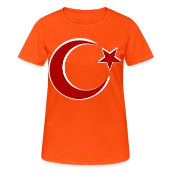 Roter Mond-Stern Motiv Türkei - Frauen T-Shirt atmungsaktiv - Neonorange - Vorne - AI Model Female 172 dark (172cm)