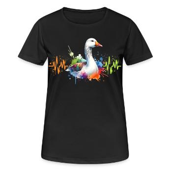 Gans Herzlinie - Frauen T-Shirt atmungsaktiv - Schwarz - Vorne - AI Model Female 172 light (172cm)