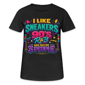 Style Années 90 : Sneakers, R&B et Humour - T-shirt respirant Femme - noir - Devant - AI Model Female 172 light (172cm)