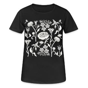 Peonies Forever L Botanical Peonies L White Ecru - Women's Breathable T-Shirt - black - Front - AI Model Female 172 light (172cm)