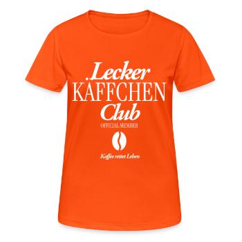 Lecker Käffchen Club - Frauen T-Shirt atmungsaktiv - Neonorange - Vorne - AI Model Female 172 dark (172cm)