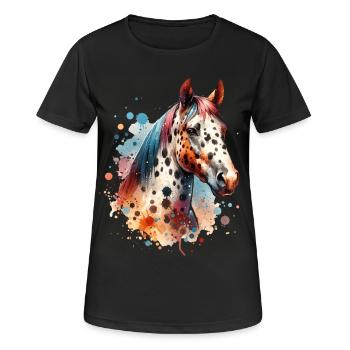 Appaloosa Motiv Pferd - Frauen T-Shirt atmungsaktiv - Schwarz - Vorne - AI Model Female 172 light (172cm)