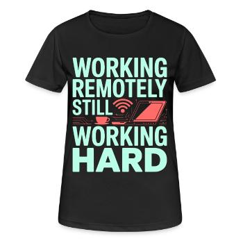 Remote Developer Working Remotely Web Programmer - Frauen T-Shirt atmungsaktiv - Schwarz - Vorne - AI Model Female 172 light (172cm)