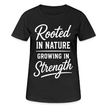 Enracinés dans la nature, grandissant en force Dire - T-shirt respirant Femme - noir - Devant - AI Model Female 172 light (172cm)