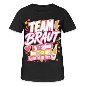 Team Braut, Teil des Plans - Frauen T-Shirt atmungsaktiv - Schwarz - Vorne - AI Model Female 172 light (172cm)
