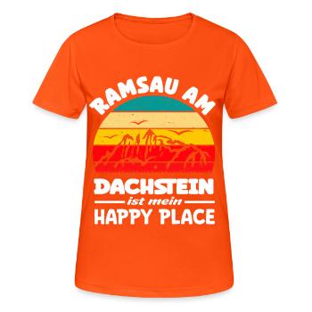 Ramsau am Dachstein ist mein Happy Plece - Frauen T-Shirt atmungsaktiv - Neonorange - Vorne - AI Model Female 172 dark (172cm)