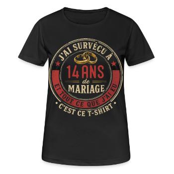 Humour Anniversaire : J'ai Survécu à 12 Ans - T-shirt respirant Femme - noir - Devant - AI Model Female 172 light (172cm)