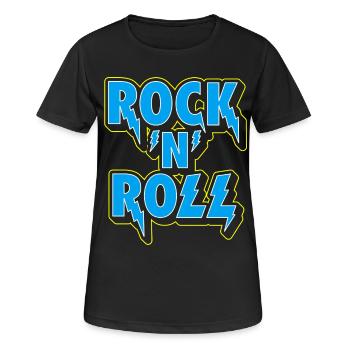 Rock 'n' Roll typografisches 3D-Logo - Frauen T-Shirt atmungsaktiv - Schwarz - Vorne - AI Model Female 172 light (172cm)