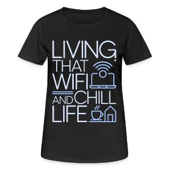 Remote Developer Living That WiFi Web Developer - Frauen T-Shirt atmungsaktiv - Schwarz - Vorne - AI Model Female 172 light (172cm)