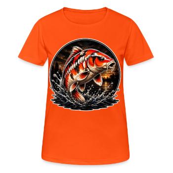 Red White Koi Splash Art Design - Frauen T-Shirt atmungsaktiv - Neonorange - Vorne - AI Model Female 172 dark (172cm)