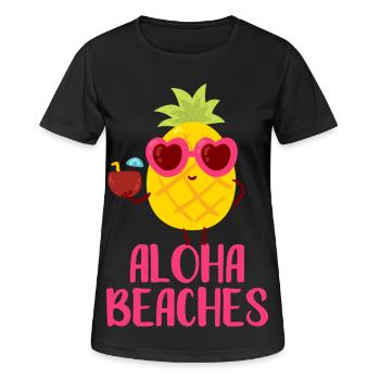 Aloha Beaches Coole Ananas Badeurlaub Sommermotiv - Frauen T-Shirt atmungsaktiv - Schwarz - Vorne - AI Model Female 172 light (172cm)